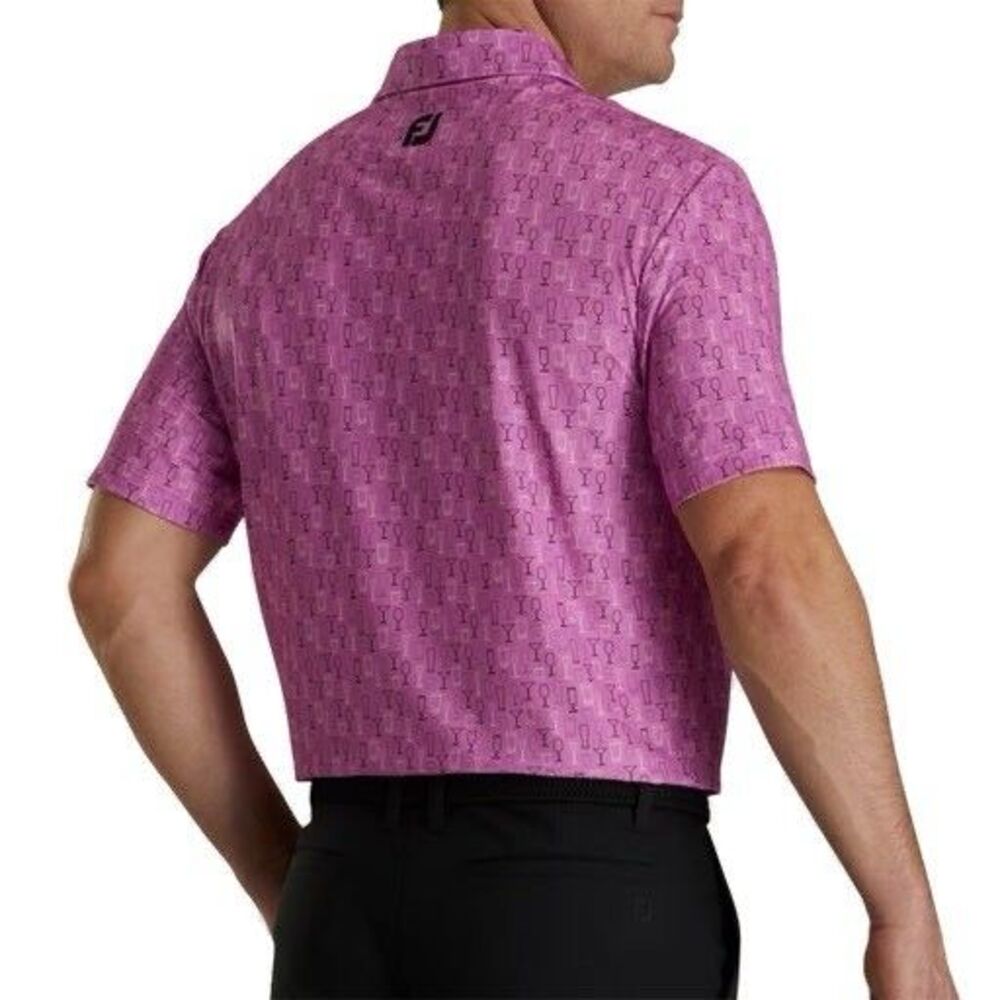 Footjoy Golf Polo Mens XL Athletic Fit Lisle Glass Print Cocktail Country Club